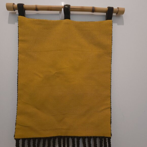 Vintage Swedish Folk Ark Handmade Woven Wool Wall Hanging with Bamboo Rod - Picture 14 of 16